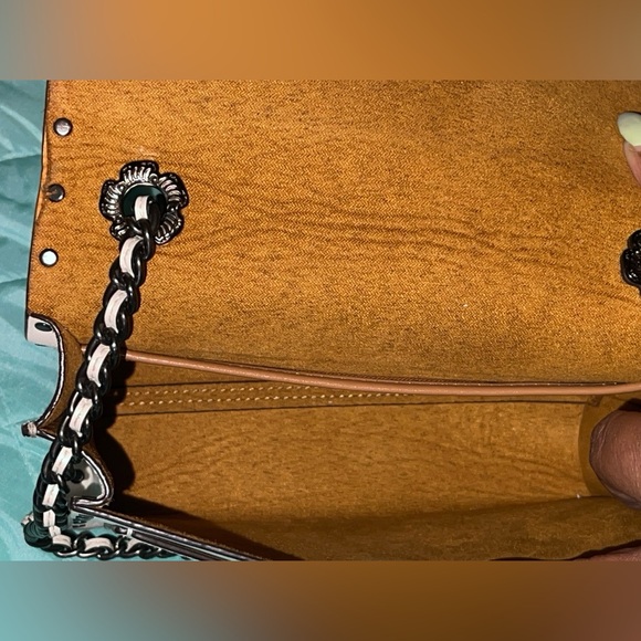 COACH Parker 18 With Rivets Gunmetal/Bone EUC whipstich whimsigoth - Picture 7 of 16